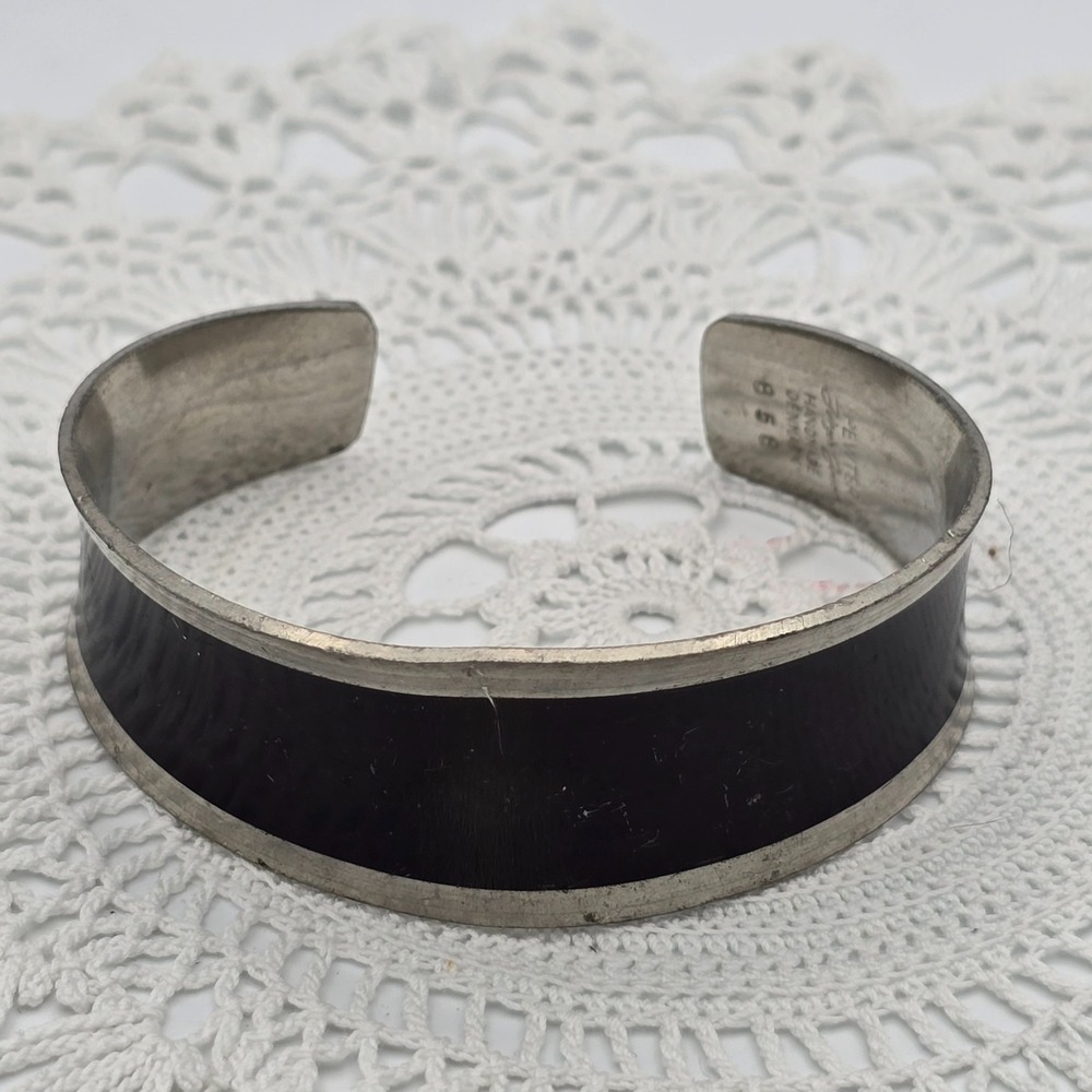 Vintage Jorgen Jensen cuff bangle bracelet pewter Danish wide #858 - Picture 8 of 11